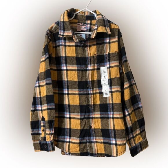 Nwt size 8 cat & jack Yellow and Black Button Down Shirt - Picture 1 of 2